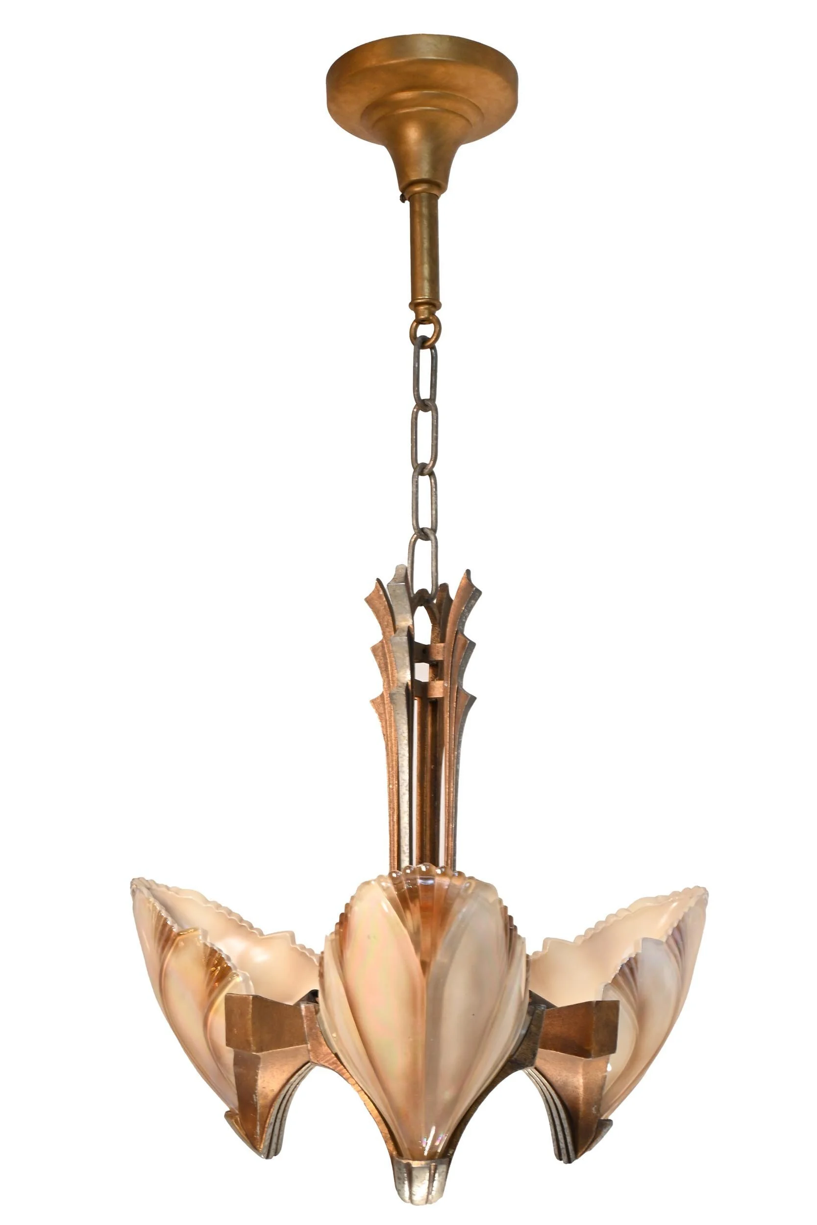 batwing iridescent 3 light slipper shade midwest mfg chandelier